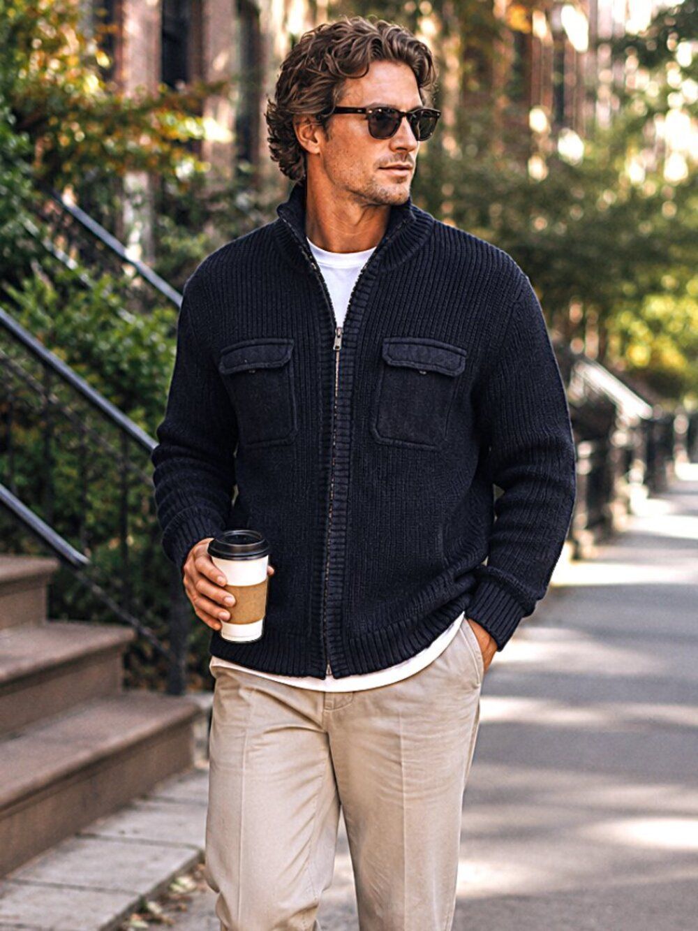 Alfani Black Zipped up Cardigan